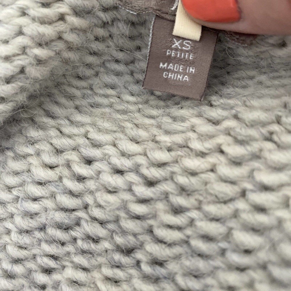 J. Jill Gray Chunky Knit Alpaca Blend Soft & Cozy Knit Open Cardigan - Size XS - Picture 7 of 8